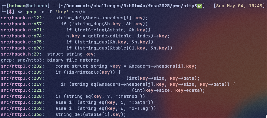 grep key in src